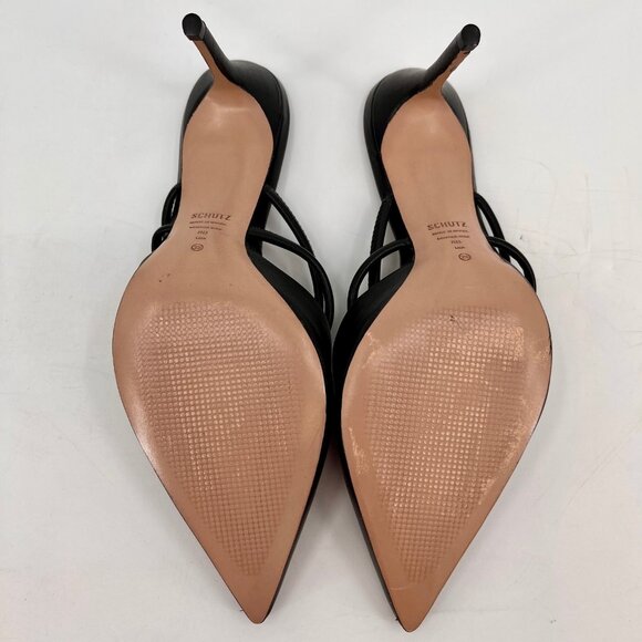 Schutz Lela Women’s Size 8B Black Leather Knotted Strap Slide Pointed Toe Heels - Picture 12 of 16